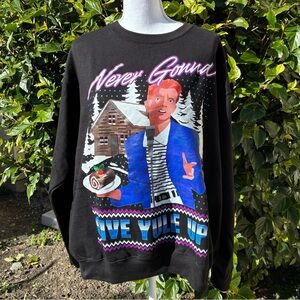 Rick Astley Ugly Christmas Sweatshirt Women’s XL